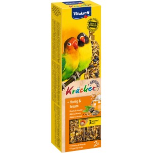 Vitakraft Kräcker Miel et sésame pour inséparables, 2 pièces. Bâtonnets à grignoter au miel et sésame.