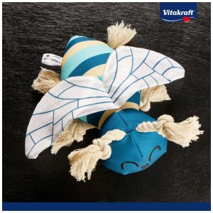 Vitakraft Hundespielzeug Biene Galaxy Garden, 21 cm, aus Baumwolle und Polyester mit Flügeln und Kordel.