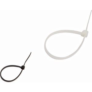 Lot de 50 colliers de serrage OBI, noirs et blancs, pour le regroupement et la fixation des câbles.