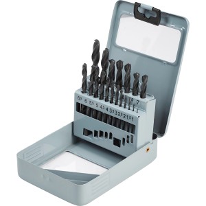 Set di punte da trapano LUX Classic, 19 pezzi (1-10 mm) in scatola di metallo.