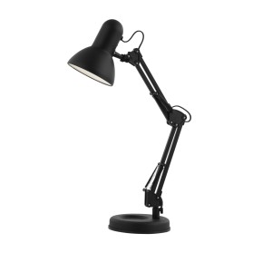 Schwarze Globo Tischleuchte Famous mit verstellbarem Arm für den Schreibtisch.