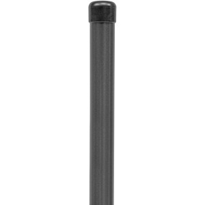 Poteau de clôture anthracite métallisé, 122,5 cm, avec capuchon en plastique pour construction de clôture.
