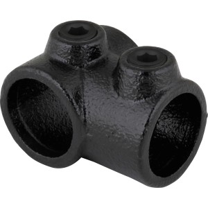 Schwarzes T-Stück kurz zum Bau von Möbeln und Regalen im Industrial Look.