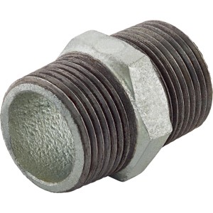 Raccordo in ghisa malleabile 21 mm (R 1/2) con filettatura esterna, zincato per collegamenti di tubi.