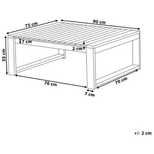 Schizzo: Tavolino da esterno Beliani Timor in legno di acacia marrone con dimensioni 35x75x90 cm.