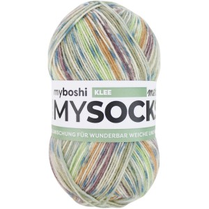 Gomitolo di lana Myboshi mysocks Merino Klee, 100g con sfumature di colore.