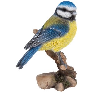Vivid Arts Blaumeise als Gartendeko, handbemalte Vogel-Figur auf Ast.