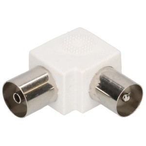 Adattatore antenna Schwaiger bianco a 90° per cavi antenna.