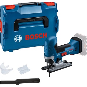 Seghetto alternativo a batteria Bosch Professional GST 18 V-125 S con L-Boxx e accessori.