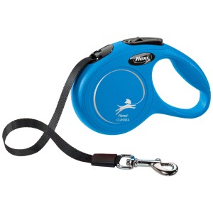 Guinzaglio avvolgibile Flexi New Classic blu, taglia XS con nastro da 3 m per cani di piccola taglia.