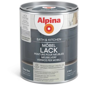 Alpina Möbellack Bath & Kitchen Deep Sea, 750ml Dose. Seidenmatter Lack für Möbel und Türen.