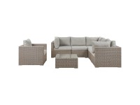 Beliani Lounge-Set Contare 6-Sitzer Modular Rattan Taupe mit Auflagen Hellgrau