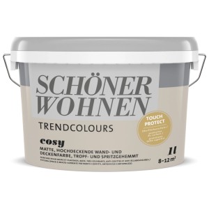 Secchio di Schöner Wohnen Trendfarben Cosy White, pittura murale opaca per interni.