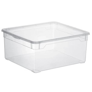 Transparente Rotho Clear Box Boots 22L mit Deckel, ideal zur Aufbewahrung.
