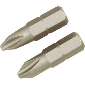 Due inserti LUX Standard Bit Classic PH2 in acciaio robusto per avvitatura.