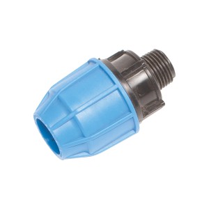 Raccord LUX-TOOLS pour tubes PE, 20 mm x 21 mm (R 1/2), bleu/noir.