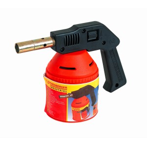 Lampe à souder Rothenberger RoFlame Premium avec réservoir rouge et poignée noire.