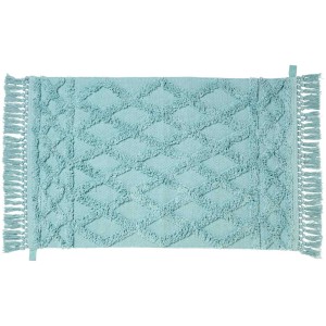 Tappeto bagno Diaqua Kayla Jade, 60x90 cm, cotone, look etnico con frange.