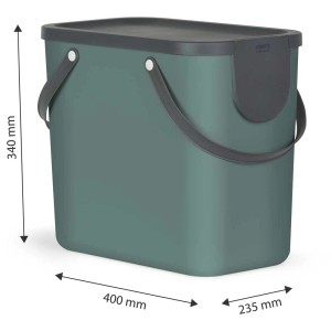 Rotho Albula Recycling Müllsystem, 25 l, grün, mit Deckel und Tragegriffen. Ideal zur Mülltrennung.