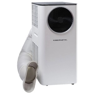 Condizionatore mobile Kibernetik KMO11000 bianco con tubo di scarico. Raffredda, ventila e deumidifica.