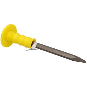 Scalpello a punta 16 x 300 mm con protezione gialla per calcestruzzo e muratura.