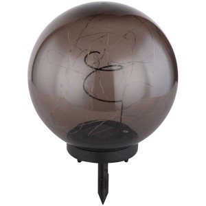 Globo lampada solare a sfera effetto fumo con luci LED, Ø 25cm, altezza 36cm.