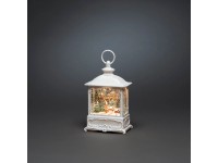 Konstmide LED-Wasserlaterne Fliegender Weihnachtsmann über Dorf Weiss