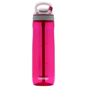 Contigo Ashland borraccia rosa, 720ml, con cannuccia e coperchio bianco.