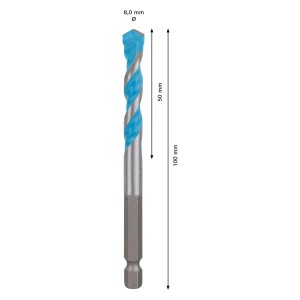 Foret Bosch Expert Hex-9 Multi Construction, Ø 8 mm, pour percer avec précision divers matériaux.