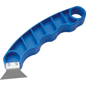 LUX-TOOLS SILI STAR raschietto per fughe con manico blu e lama a V in acciaio inox.