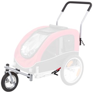 Kit di conversione Trixie Jogger per rimorchio bici L, nero-rosso, con maniglia e ruota.