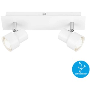 Weisse Briloner Spotleuchte Rock mit 2 dreh- und schwenkbaren GU10 LED Spots.