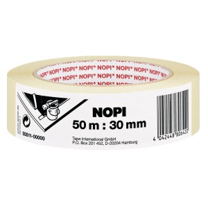 Rouleau de ruban de masquage Nopi, 50 m x 30 mm, pour couvrir et fixer.