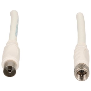 Câble d'antenne Schwaiger, 3m, transparent, 90 dB, câble coaxial pour récepteur et prise.