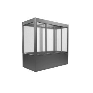 Serre moderne Biohort Florentina Midi gris quartz métallisé avec parois transparentes et base stable.