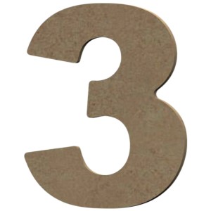 Gomille Figura in MDF numero 3, naturale, 6x8 cm, per bricolage e decorazioni.