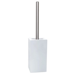 Spirella Ensemble brosse WC Quadro, brosse en porcelaine blanche avec support, simple et moderne.