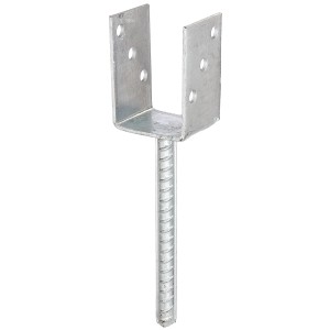 Feuerverzinkter U-Pfostenträger mit Betonanker zum Einbetonieren.