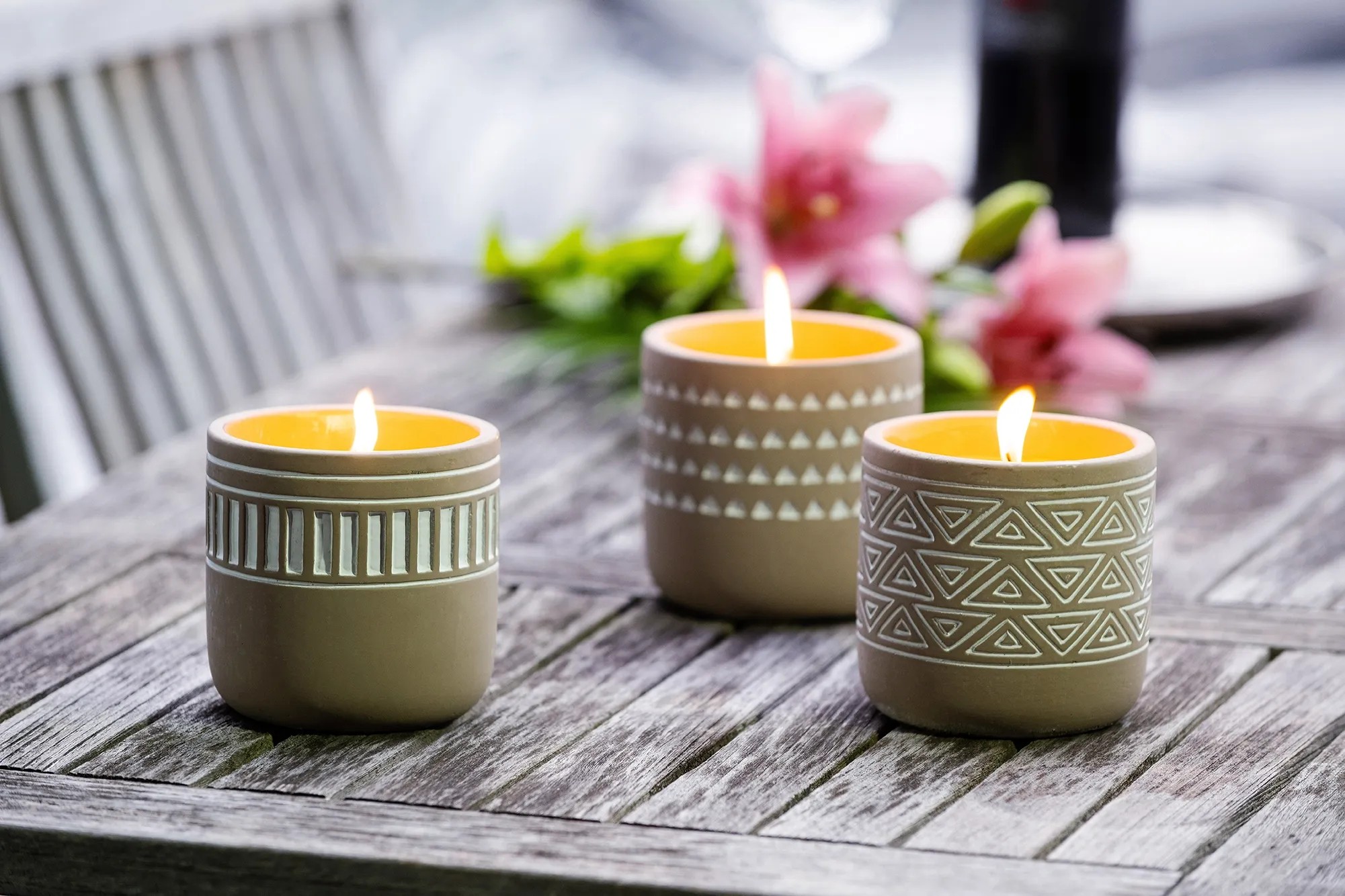 FlowerPower Bougie citronnelle Duro terre cuite 3 sortes Ø 10 cm / 1 pc