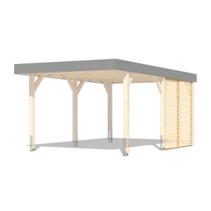 Karibu Seitenwand aus naturbelassenem Holz für Leimholz-Carport, 225x225x1,8 cm. Zubehör für Carports.