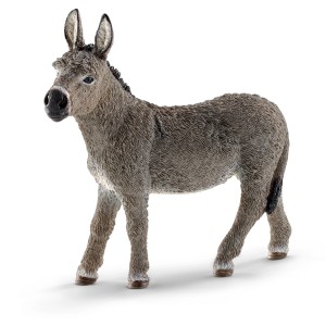 Figurine détaillée d'âne Schleich Farm World, grise, pour les enfants de 3 à 8 ans.