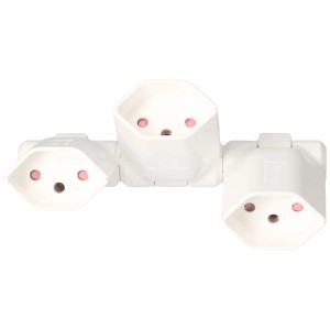 Adaptateur Clip-Clap blanc avec 3 prises de type 13 et sécurité enfant.
