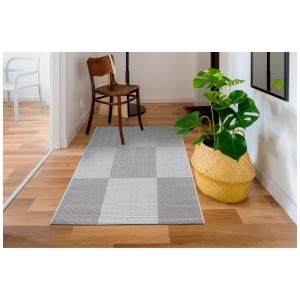 Tappeto Andiamo Arizona grigio-antracite, 133x190 cm, moderno tappeto a tessitura piatta con motivo a scacchi.