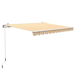 Tenda da sole a braccio Aventura 3x2m a strisce gialle e bianche, con manovella, per terrazza e balcone.