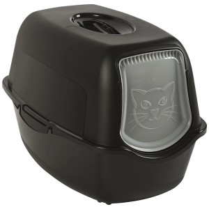Maison de toilette noire Rotho Eco Bailey avec porte et filtre.
