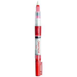 Caran d'Ache Pinsel mit Reservoir in Rot, Malzubehör für präzise Aquarellarbeiten.