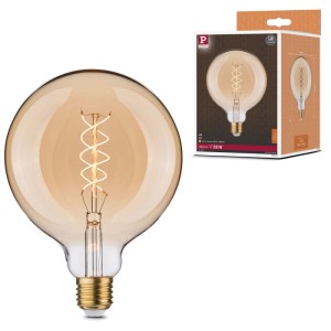 Paulmann LED Globe G125, vetro dorato, dimmerabile E27. Filamento a spirale effetto vintage.