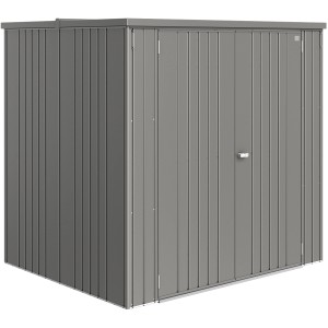 Armoire de jardin Biohort Large en gris quartz métallisé, idéale pour le jardin, la terrasse ou le garage.