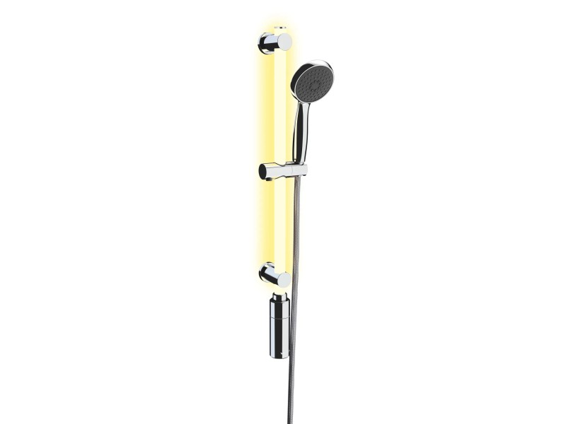 Barre De Douche LED Wenko - Éclairage Blanc Chaud 74 Cm - Alimentation USB - Fixation Sans Perçage Visible