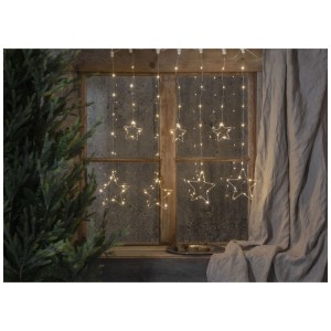 Rideau lumineux LED avec étoiles, blanc chaud, pour un éclairage intérieur d'ambiance.